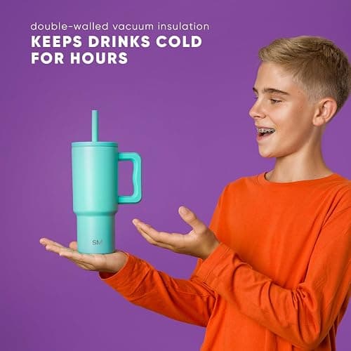 Simple Modern Kids 24 oz Tumbler with Handle and Silicone Straw Lid | Spill Proof and Leak Resistant | Reusable Stainless Steel Bottle | Gift for Kids Boys Girls | Trek Collection | Scout Mix thumbnail 5