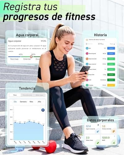 INSMART Báscula Grasa Corporal y Muscular con App, 24 Métricas | Báscula Inteligente de Baño Fitness, Composición Corporal, Bioimpedancia, Masa Muscular, Múltiples Usuarios, Android e iOS thumbnail 5