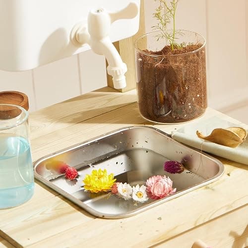 Tiny Land Outdoor Mud Kitchen for Kids, Wooden Play Kitchen with Water Tank, Water & Cooking Play, Sensory Fun, Weather-Resistant with Storage, Ideal for Toddlers Ages 3+ thumbnail 15