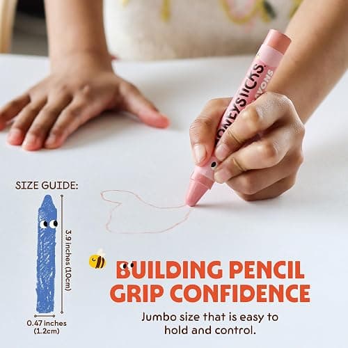 Honeysticks Jumbo Crayons (16 Pack) - Non Toxic Crayons, 100% Pure Beeswax | Natural Beeswax and Food Grade Colors, Large Size - Easy to Hold and Use, Preschool Art Supplies for Toddlers, Kids 3-5, 4-9 thumbnail 5