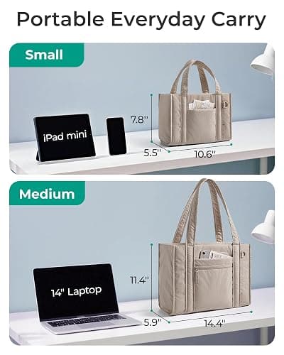 BAGSMART Boxy Tote Bag for Women, Crossbody Work Bag with Zipper | 3 Sizes Small Mini Tote Bag, Inner Tumbler Pocket Crush Bow Should Bag for Travel Work College thumbnail 7