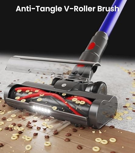 FKIEN Cordless Vacuum Cleaner, 550W 45kPa 65Mins Vacuum Cleaners for Home with LED Display, Self-Standing Stick Vacuum with Anti-Tangle Brush, Rechargeable Vacuum Cordless for Pet Hair/Carpet/Floor thumbnail 2