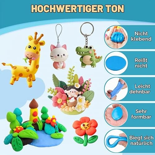 Xltionomix Polymer Clay Set, 82 Farben,mit 5 Werkzeugen & Zubehör | DIY Modelling Clay Oven Baking Clay Kit, 20 g/Block Soft Modeling Clay Kit, für DIY Schmuck Design, Skulptur, Home Decoration thumbnail 3