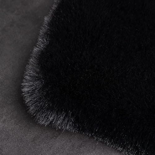 Ghouse Faux Rabbit Fur Round Rug 3ft Black Round Rugs for Bedroom Decor Fluffy Area Rugs for Living Room, no-Shedding Carpet Sheepskin Washable Rug Rome Decor thumbnail 6