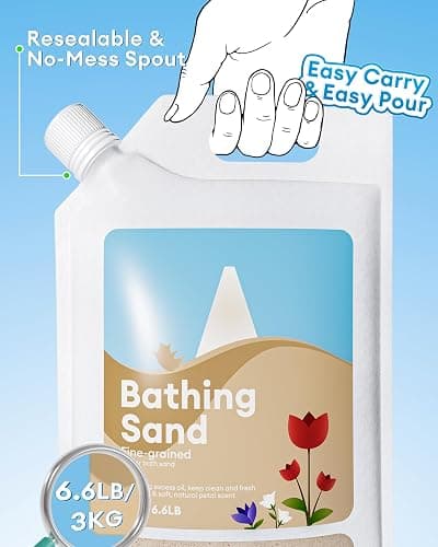 BUCATSTATE Hamster Sand, No-Dust 6.6LB Chinchilla Dust Bath with Pour Spout, 100% Natural Desert Bathing Sand for Syrian Hamster Gerbil Rat Mice Small Animals (Flower Smell) thumbnail 2