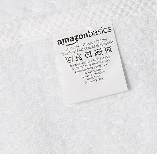 Amazon Basics - 2 Piece Quick-Dry Oversize Bath Towel, 100% Cotton, White, 54" x 30" - Bath Towel (Pack of 2) - White thumbnail 4