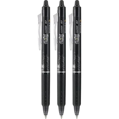 PILOT FriXion Clicker Erasable Pens, Refillable & Retractable Gel Ink Pens, Fine Point 0.7 mm, Black Ink, 3-Pack - Ideal for School, Journaling, & Office Writing thumbnail 2