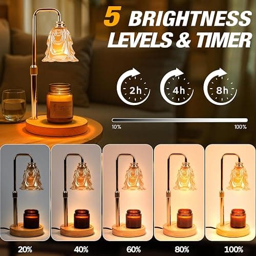 EPIMA Candle Warmer Lamp with Timer and Dimmer, Electric Wax Warmers for Scented Candles with 5 Brightness Settings, Anti-Glare Lamp with Adjustable Height, Home Decor, Gift for Christmas, Birthday thumbnail 3