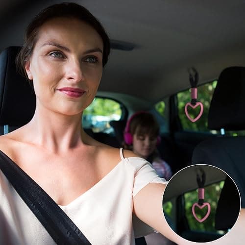 BBTO 2 Pieces Heart shaped Car Handle Straps Drift Charm Rear Bumper Warning Ring Decor Subway Bus Broken Heart Handle for Car Interior(Light Pink) thumbnail 6