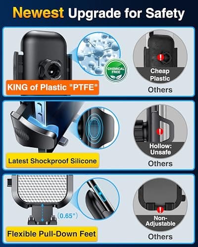 VANMASS [True Military-Grade] Car Phone Holder [Best Suction & Clip] Cell Phone Mount for Dashboard Windshield Vent Truck Cradle Dash Stand for iPhone 15 Pro Max 14 13 12 Android, White thumbnail 7