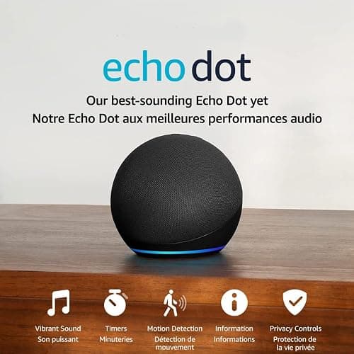 Amazon Echo Dot (newest model), Vibrant sounding Alexa speaker, Great for bedrooms, dining rooms and offices, Charcoal thumbnail 7