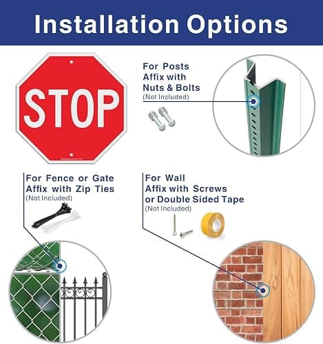 Faittoo Large Stop Sign Street Road Sign 30 x 30 cm. Engineer Grade Reflective Sheeting, Rust Free Aluminum, Weather Resistant, Waterproof, Fade Resistant, 2 Pre-drilled Holes. thumbnail 4