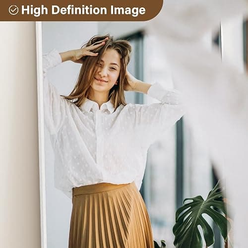 XRAMFY 56"x21" Floor Full Length Mirror Standing Full Body Rounded Corner Rectangle Mirrors with Stand Hanging Wall Mounted Leaning Bedroom Living Room Bedroom Cloakroom thumbnail 7