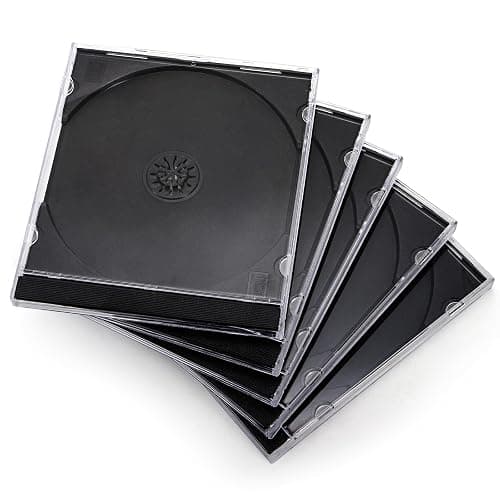 Acshio 25 Pieces Clear CD Jewel Cases, 10.4 mm Standard Single CD DVD Storage Case with Assembled Black Tray, Plastic Discs Protective Covers for CD Collection Organization thumbnail 5