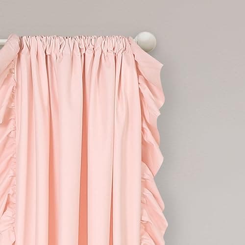 Lush Decor Reyna Ruffle Window Curtain Panel Set, Pair, 54" W x 84" L, Blush Pink - Flowy Curtain - Romantic Ruffle Curtains for Bedroom, Living room, or Dining Room - Farmhouse & Cottage Home Decor - Blush Pink - 54"W x 84"L (Pack of 2) - Panel Pair thumbnail 3