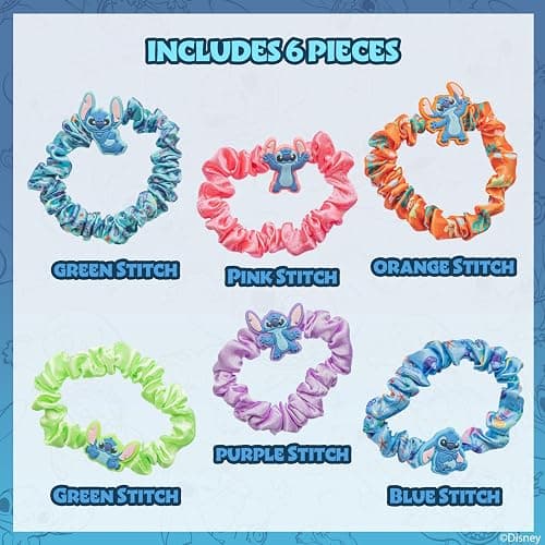 Stitch 6 Piece Hair Scrunchie Set, Hair Accessories for Girls, School Rewards Party Favors, Stocking Stuffer, Birthday Gift, Spa Days, Makeovers, Ages 3 and up, by Townley Girl thumbnail 2