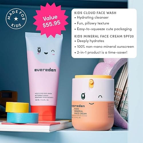 Kids Happy Morning DUO: Clean & Vegan Skin Care for Kids Bundle | Skin Care Cloud Face Wash + SPF 20 Mineral Face Cream | Non-Toxic | Non-Comedogenic | Fun | Easy-to-Use Skincare thumbnail 3