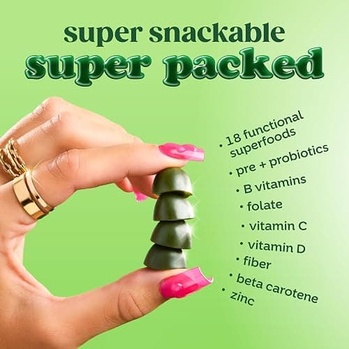 Bloom Super Greens Gummies, Daily Greens Superfood Fiber Gummies with Fruits, Vegetables, Vitamins & Minerals for Digestive & Gut Health, Bloating Support, Strawberry Kiwi, 12 Servings (48 Total) thumbnail 3