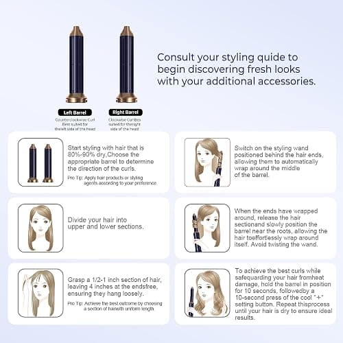Airstyler Set Airbrush Magic Styler Hair Styler 6 in 1 Hair Dryer Brush with Curl, Straighten, Volumise, Smooth and Hairdryer Brushes for Styling, Hot Hair Styler for All Hair Type/Length thumbnail 7