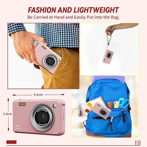 Digital Cameras FHD Camera for Kid Boys Girls Compact Digital Point and Shoot Camera with 16X Zoom 32GB Card Kids Camera for Kids thumbnail 3