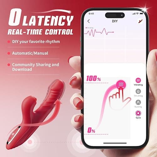 Vibrator Thrusting Dildo for Women Toendi G Spot Rose Toy Clitoral Stimulator Sex Toys Dildos Vibrator with 10 Vibration 7 Thrust Mode with Licking, Rabbit Vibrators Adult Sex Toy Couple AI Sync Games thumbnail 4