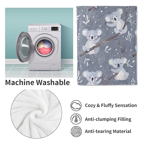VANZEV Koala Pattern Blanket, Cute Animal-Themed Fleece Throw with Koala Design, Soft Cozy Lightweight Blanket, for Kids and Animal Lovers, 50x60 in,Decor thumbnail 4