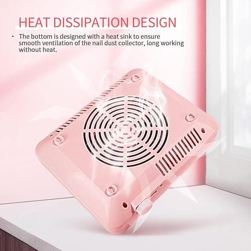 SAVILAND Nail Dust Collector with Lamp – Powerful Nail Vacuum Fan 40W Dust Collector Extractor Electric Dust Suction Machine with Reusable Filter for Acrylic Gel Nails Polishing, Low Noise, Pink thumbnail 7