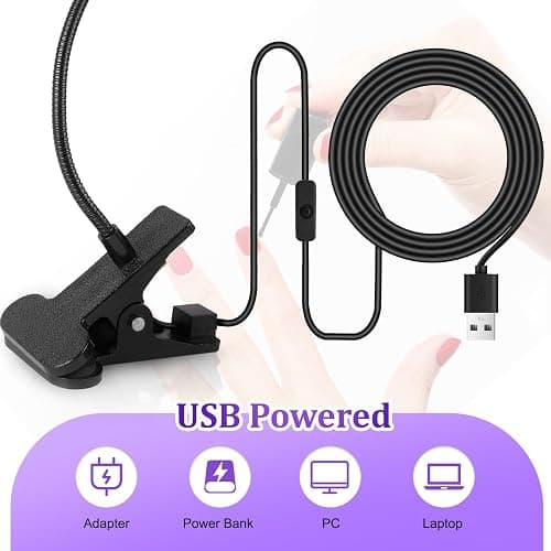 AiQInu Lampe UV Ongles Gel, LED Lampe Pose Americaine Ongle 3W, Ajustable Séchoirs à Ongles avec USB, avec Clip (Noir) thumbnail 3