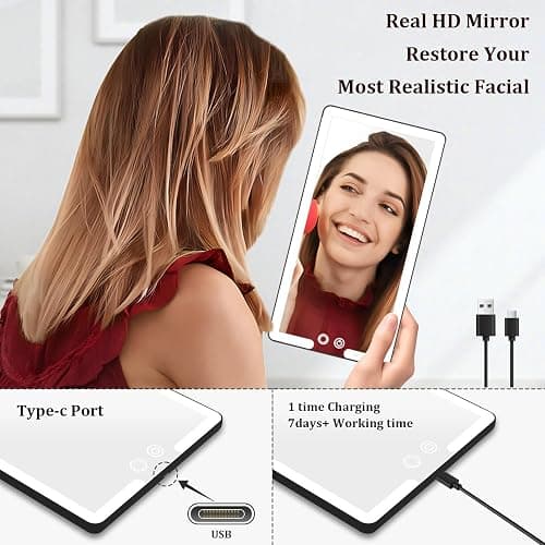 Led Sun Visor Vanity Mirror, Upgraded Large Car Mirrors with Lights, Dimmable Light up Vanity Makeup Mirror for Car,Rechargeable Universal Rear View Visor Mirrors thumbnail 8