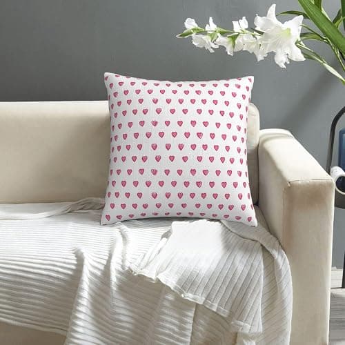 KNoRRS 18x18 Pink Throw Pillow Covers with Zipper - Decorative Square Roller Cushion Rabbit Cases for Sofa and Bedroom, Preppy2, 79998 thumbnail 6