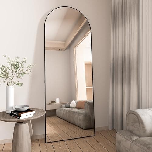 NEUWEABY Full Length Mirror, 56"x16" Arch Mirror Floor Mirror with Stand, Black Arched Full Body Standing or Leaning Mirrors for Bedroom, Living Room thumbnail 3