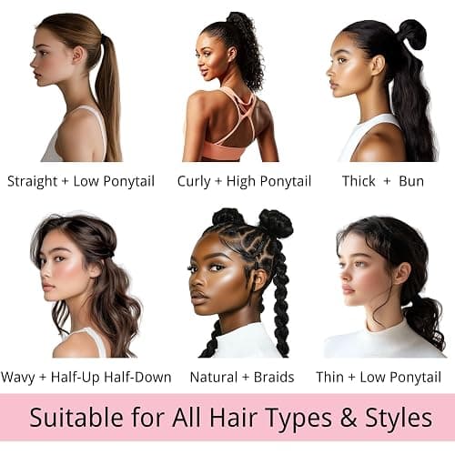 LuSeren 120 Pcs No Damage Hair Ties for Thick Hair, Large Soft Seamless Nylon Hair Elastics for Women, Ponytail Holders, Hair Accessories – brown thumbnail 5
