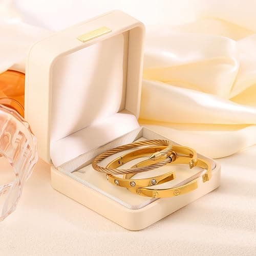 Camhanno Gold Bracelets for Women - Stackable Bangles with Love & Friendship Theme - Stainless Steel Jewelry Gift for Her thumbnail 7