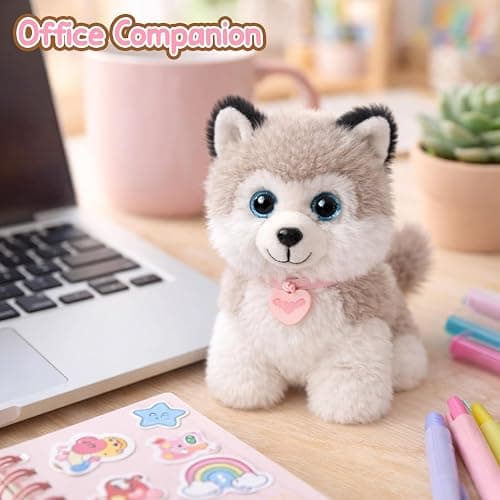 Mushymallow Sitting Dog Stuffed Animal Soft Plush Toy, Gray | 6" Adorable Plush Toy Pocket-Sized Stuffed Dog for Boys Girls Kids Adults Desk Decor Birthday Christmas Gift thumbnail 5