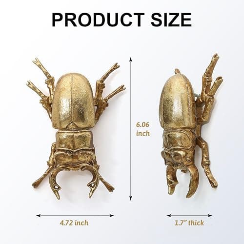 Xinleitan Gold Insect Wall Decor - Unique Bug and Beetle Design Gold Resin, Perfect for Victorian and Modern Home Decor thumbnail 3