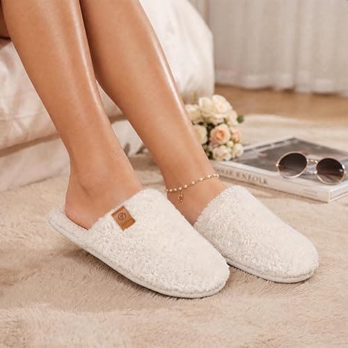 EverFoams Women's Fuzzy Slip-on Slippers Warm Cozy Soft Lightweight Memory Foam Indoor House Shoes thumbnail 2
