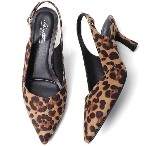 Mostrin Kitten Heels for Women Slingback Pointed Closed Toe Heels Women's Pumps Shoes for Wedding, Party, Commuting thumbnail 5