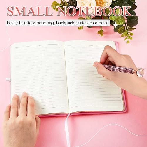 Resholder Pink A5 Rhinestone Notebook & Pen Set Bling Diary for Girls | Hard Cover Glitter Journal for Women, Sparkly Desk Accessories Gift for Women, Cute Classroom Supplies for Back to School thumbnail 5