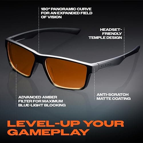 Titan Gaming Glasses, Blue Light Blocking, Night Driving Glasses for Men, Computer Protection, Gift for Gamers thumbnail 2