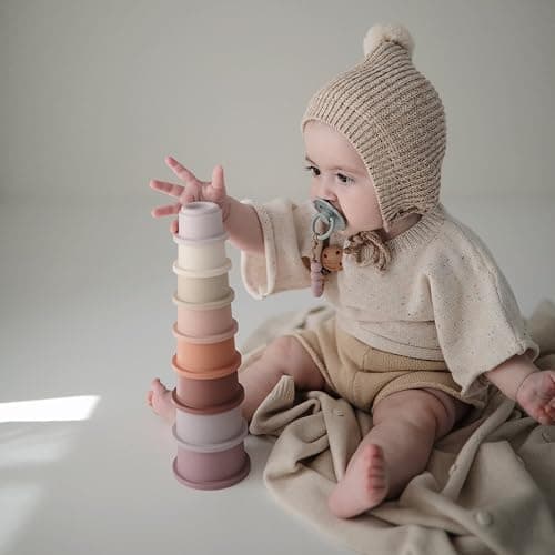 mushie Stacking Cups Toy 8pcs | Made in Denmark (Petal) thumbnail 2