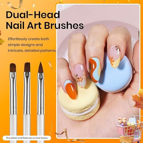 Beetles 31pcs Nail Art Brushes, Dotting Tools, Nail Art Pens, Dust Brush, Striping Liner Fingernail Drawing Pens with Palette Holder All in One for Starter Manicure Design Set thumbnail 5