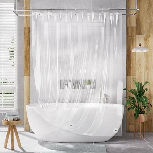 AmazerBath Shower Curtain Liner, 72x72 Clear Shower Curtain Liner, Waterproof Plastic Shower Liner, Cute Lightweight PEVA Shower Curtain for Bathroom with 3 Magnets and 12 Rustproof Metal Grommets thumbnail 7