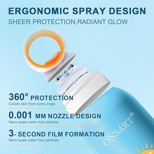 Reef Safe Sunscreen Spray SPF 50, Zinc Oxide Mineral Sunscreen Spray, Broad Spectrum UVA/UVB Protection, 360° Spray, Lightweight & Water Resistant, 6.76oz/200ml thumbnail 2