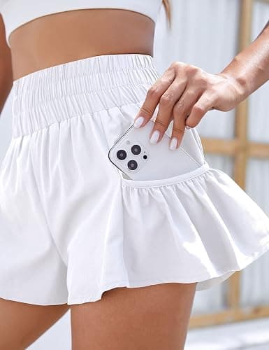 BMJL Womens High Waisted Shorts Athletic Running Shorts Workout Gym Quick Dry Flowy Shorts with Pockets thumbnail 4