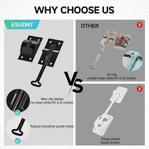 ESUDNT RV Door Holder with Silent Snap, Black Metal T-Style Camper Door Latch, Trailer Door Catch for Cargo Trailers and Trucks (2 Pack, 4 Inch) thumbnail 3
