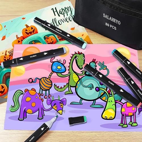 SALAHEYO 120 Colors Alcohol Markers with Base Art Drawing Markers Set for Adults Painting,Coloring,Sketching, Comics, Illustration- Refillable thumbnail 2