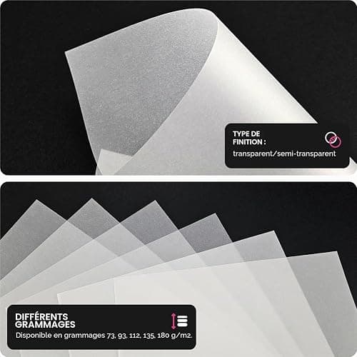 Netuno 50 feuilles de papier calque transparent A5 112g Aster Tracing | Papier cristal translucide pour dessin technique, décalquage, patrons de couture, imprimante, scrapbooking & invitations thumbnail 3