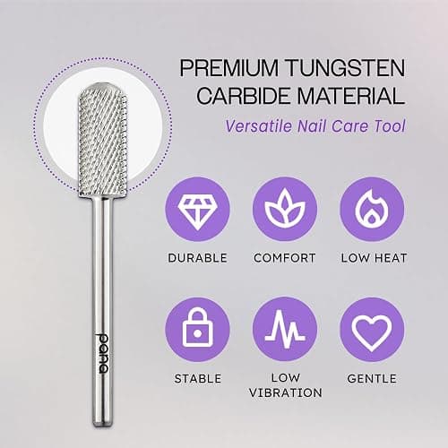 PANA 3/32" Small Smooth Round Top Safety Carbide Nail Drill Bit for Gel Polish & Acrylic Removal Nail Salon Manicure Pedicure Electric File Tools (Small Barrel - Silver, Medium) thumbnail 4