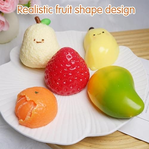 5 Pcs Handmade Fruit Taba Squishies Toys, Stress Relief Squishies Fidget Toys Include Strawberry, Banana, Mango for Party Favors OPP Packaging thumbnail 6