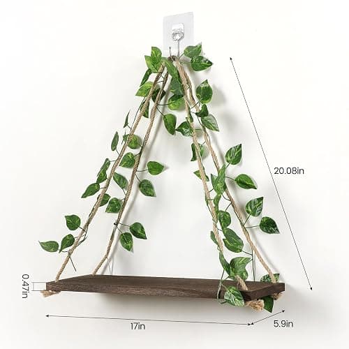 Forest Angle Shelf for Wall,Floating Shelves,Floating Shelves for Wall No Drilling,Adhesive Shelves,Command Strip Shelf,Room Decor Aesthetic,Plant Shelf Wall,Whimsical Decor,2-Piece Set(Green Leaf) thumbnail 3